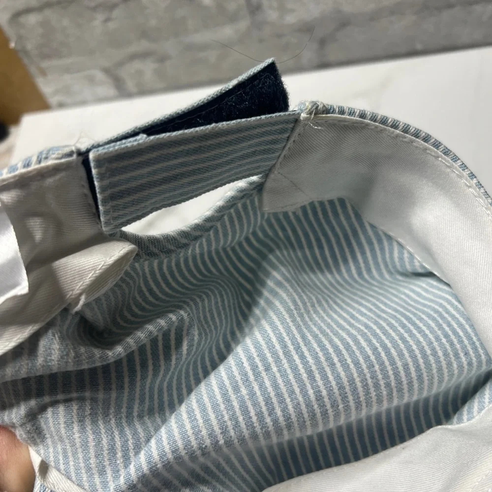 Blue and White Striped Cotton Cap CSX train hat